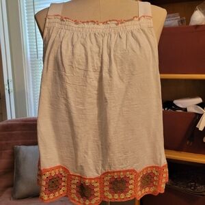 Democracy crochet embellished tank top.